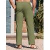 Runcati Mens Cotton Linen Pants Elastic Waist Casual Lightweight Loose Fit Beach Yoga Pants(Army Green)
