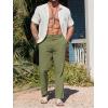 Runcati Mens Cotton Linen Pants Elastic Waist Casual Lightweight Loose Fit Beach Yoga Pants(Army Green)
