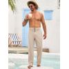 Runcati Mens Cotton Linen Pants Elastic Waist Casual Lightweight Loose Fit Beach Yoga Pants(Beige)