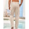 Runcati Mens Cotton Linen Pants Elastic Waist Casual Lightweight Loose Fit Beach Yoga Pants(Beige)