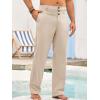 Runcati Mens Cotton Linen Pants Elastic Waist Casual Lightweight Loose Fit Beach Yoga Pants(Beige)