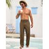 Runcati Mens Cotton Linen Pants Elastic Waist Casual Lightweight Loose Fit Beach Yoga Pants(Brown)
