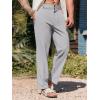 Runcati Mens Cotton Linen Pants Elastic Waist Casual Lightweight Loose Fit Beach Yoga Pants(Grey)