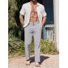Runcati Mens Cotton Linen Pants Elastic Waist Casual Lightweight Loose Fit Beach Yoga Pants(Grey)