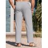 Runcati Mens Cotton Linen Pants Elastic Waist Casual Lightweight Loose Fit Beach Yoga Pants(Grey)