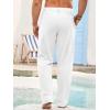 Runcati Mens Cotton Linen Pants Elastic Waist Casual Lightweight Loose Fit Beach Yoga Pants(White)