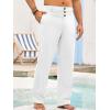 Runcati Mens Cotton Linen Pants Elastic Waist Casual Lightweight Loose Fit Beach Yoga Pants(White)