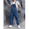 Runcati Men’s Denim Bib Overall Jean Romper Trousers Adjustable Strap Workwear Slim Fit Jumpsuit(Navy Blue)