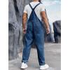 Runcati Men’s Denim Bib Overall Jean Romper Trousers Adjustable Strap Workwear Slim Fit Jumpsuit(Navy Blue)