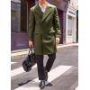 Runcati Mens Double Breasted Trench Coat Mid Long Jacket Notched Lapel Winter Chunky Warm Overcoat(Army Green)