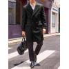 Runcati Mens Double Breasted Trench Coat Mid Long Jacket Notched Lapel Winter Chunky Warm Overcoat(Black)