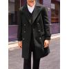 Runcati Mens Double Breasted Trench Coat Mid Long Jacket Notched Lapel Winter Chunky Warm Overcoat(Black)
