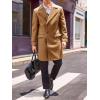 Runcati Mens Double Breasted Trench Coat Mid Long Jacket Notched Lapel Winter Chunky Warm Overcoat(Brown)