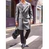Runcati Mens Double Breasted Trench Coat Mid Long Jacket Notched Lapel Winter Chunky Warm Overcoat(Grey)