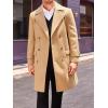 Runcati Mens Double Breasted Trench Coat Mid Long Jacket Notched Lapel Winter Chunky Warm Overcoat(Khaki)