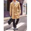 Runcati Mens Double Breasted Trench Coat Mid Long Jacket Notched Lapel Winter Chunky Warm Overcoat(Khaki)