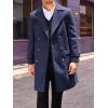 Runcati Mens Double Breasted Trench Coat Mid Long Jacket Notched Lapel Winter Chunky Warm Overcoat(Navy Blue)