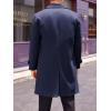 Runcati Mens Double Breasted Trench Coat Mid Long Jacket Notched Lapel Winter Chunky Warm Overcoat(Navy Blue)