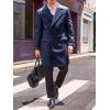 Runcati Mens Double Breasted Trench Coat Mid Long Jacket Notched Lapel Winter Chunky Warm Overcoat(Navy Blue)