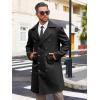 Runcati Mens Double Breasted Trench Coat Notch Lapel Peacoat Mid Long Winter Classic Overcoat(Black)