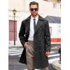 Runcati Mens Double Breasted Trench Coat Notch Lapel Peacoat Mid Long Winter Classic Overcoat(Black)