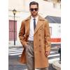 Runcati Mens Double Breasted Trench Coat Notch Lapel Peacoat Mid Long Winter Classic Overcoat(Brown)