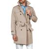 Runcati Mens Double Breasted Trench Coat Notched Lapel Windbreaker Jackets Causal Overcoat With Belt(Apricot)