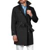 Runcati Mens Double Breasted Trench Coat Notched Lapel Windbreaker Jackets Causal Overcoat With Belt(Black)