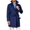 Runcati Mens Double Breasted Trench Coat Notched Lapel Windbreaker Jackets Causal Overcoat With Belt(Navy)