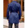 Runcati Mens Double Breasted Trench Coat Notched Lapel Windbreaker Jackets Causal Overcoat With Belt(Navy)