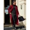 Runcati Mens Full Length Trench Coat Notched Lapel Long Jacket Double Breasted Classic Winter Overcoat(Burgundy)