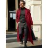 Runcati Mens Full Length Trench Coat Notched Lapel Long Jacket Double Breasted Classic Winter Overcoat(Burgundy)