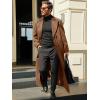 Runcati Mens Full Length Trench Coat Notched Lapel Long Jacket Double Breasted Classic Winter Overcoat(Coffee)