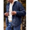 Runcati Mens Fuzzy Sherpa Jacket Cardigan Fleece Long Sleeve Full Zip Open Front Thermal Coat Fall Winter Outwear(Navy)