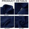 Runcati Mens Fuzzy Sherpa Jacket Cardigan Fleece Long Sleeve Full Zip Open Front Thermal Coat Fall Winter Outwear(Navy)