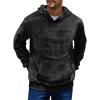 Runcati Mens Fuzzy Sherpa Pullover Hoodie Sweatshirts Long Sleeve Kangaroo Pocket Winter Fall Outwear Hooded(Black)