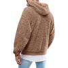 Runcati Mens Fuzzy Sherpa Pullover Hoodie Sweatshirts Long Sleeve Sport Front Pocket Military Fall Outwear Winter Hooded(01 Brown)
