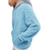 Runcati Mens Fuzzy Sherpa Pullover Hoodie Sweatshirts Long Sleeve Sport Front Pocket Military Fall Outwear Winter Hooded(03 Blue)