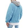 Runcati Mens Fuzzy Sherpa Pullover Hoodie Sweatshirts Long Sleeve Sport Front Pocket Military Fall Outwear Winter Hooded(03 Blue)