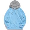 Runcati Mens Fuzzy Sherpa Pullover Hoodie Sweatshirts Long Sleeve Sport Front Pocket Military Fall Outwear Winter Hooded(03 Blue)