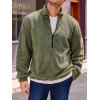 Runcati Mens Fuzzy Sherpa Sweatshirt Quarter Zip Pullover Long Sleeve Winter Fall Fleece Outwear(Army Green)