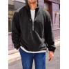 Runcati Mens Fuzzy Sherpa Sweatshirt Quarter Zip Pullover Long Sleeve Winter Fall Fleece Outwear(Black)