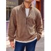 Runcati Mens Fuzzy Sherpa Sweatshirt Quarter Zip Pullover Long Sleeve Winter Fall Fleece Outwear(Brown)