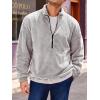Runcati Mens Fuzzy Sherpa Sweatshirt Quarter Zip Pullover Long Sleeve Winter Fall Fleece Outwear(Gray)