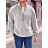 Runcati Mens Fuzzy Sherpa Sweatshirt Quarter Zip Pullover Long Sleeve Winter Fall Fleece Outwear(Gray)
