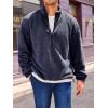 Runcati Mens Fuzzy Sherpa Sweatshirt Quarter Zip Pullover Long Sleeve Winter Fall Fleece Outwear(Navy)