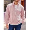 Runcati Mens Fuzzy Sherpa Sweatshirt Quarter Zip Pullover Long Sleeve Winter Fall Fleece Outwear(Pink)