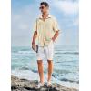 Runcati Mens Hawaiian Shirt Short Sleeve Button Down Summer Beach Vacation Cotton Linen Shirts(Beige)