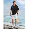 Runcati Mens Hawaiian Shirt Short Sleeve Button Down Summer Beach Vacation Cotton Linen Shirts(Black)