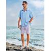 Runcati Mens Hawaiian Shirt Short Sleeve Button Down Summer Beach Vacation Cotton Linen Shirts(Blue)